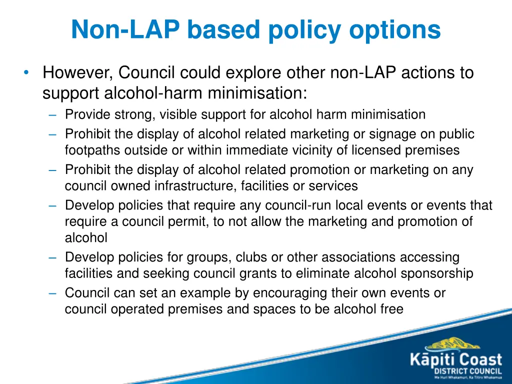non lap based policy options