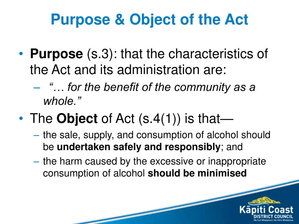 purpose object of the act
