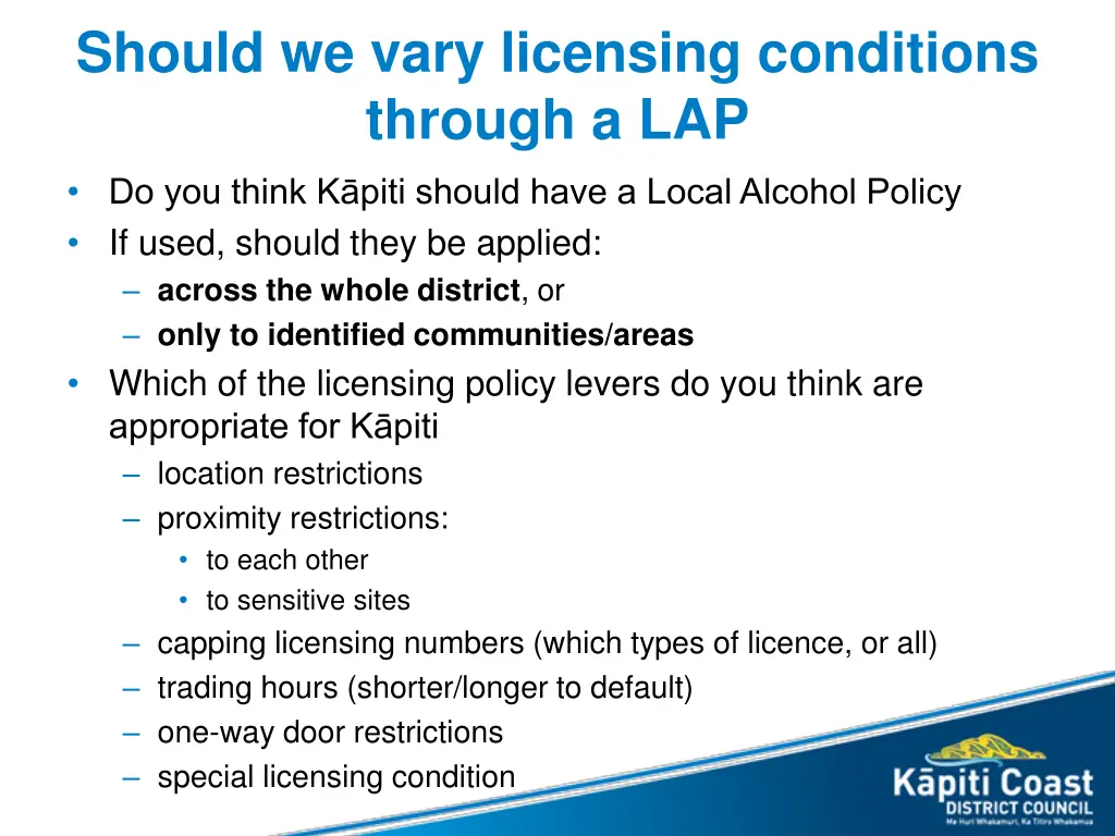 should we vary licensing conditions through a lap