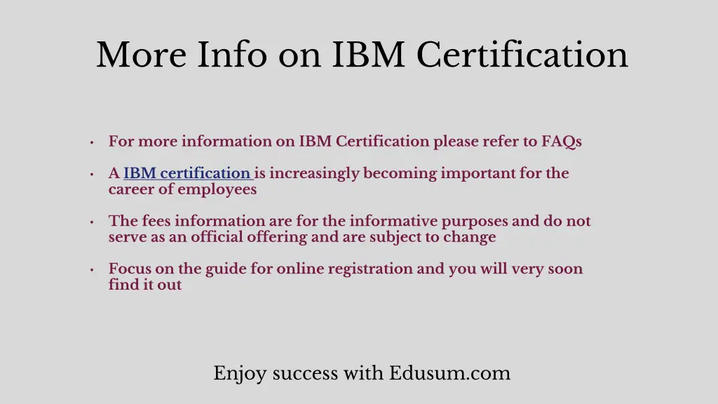 more info on ibm certification