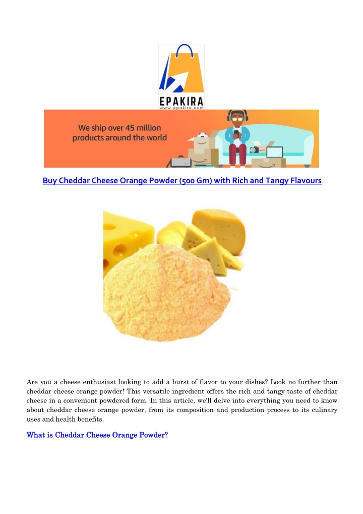 buy cheddar cheese orange powder 500 gm with rich