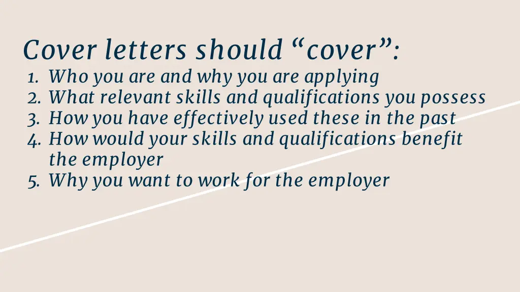 cover letters should cover