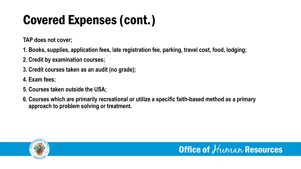 covered expenses cont