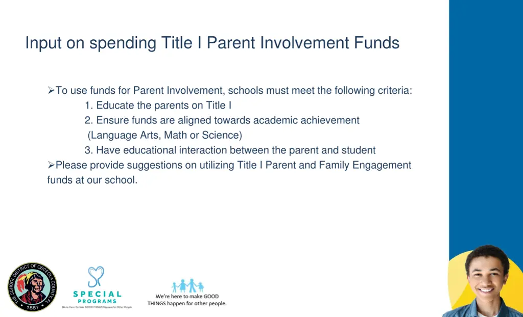 input on spending title i parent involvement funds