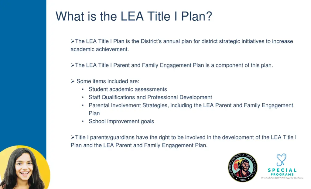 what is the lea title i plan