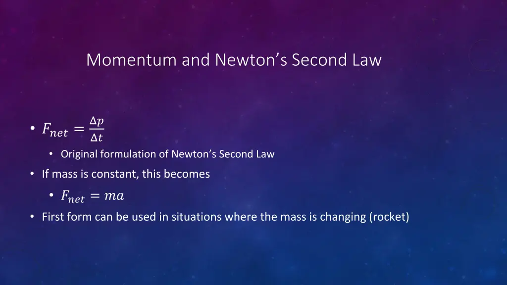 momentum and newton s second law