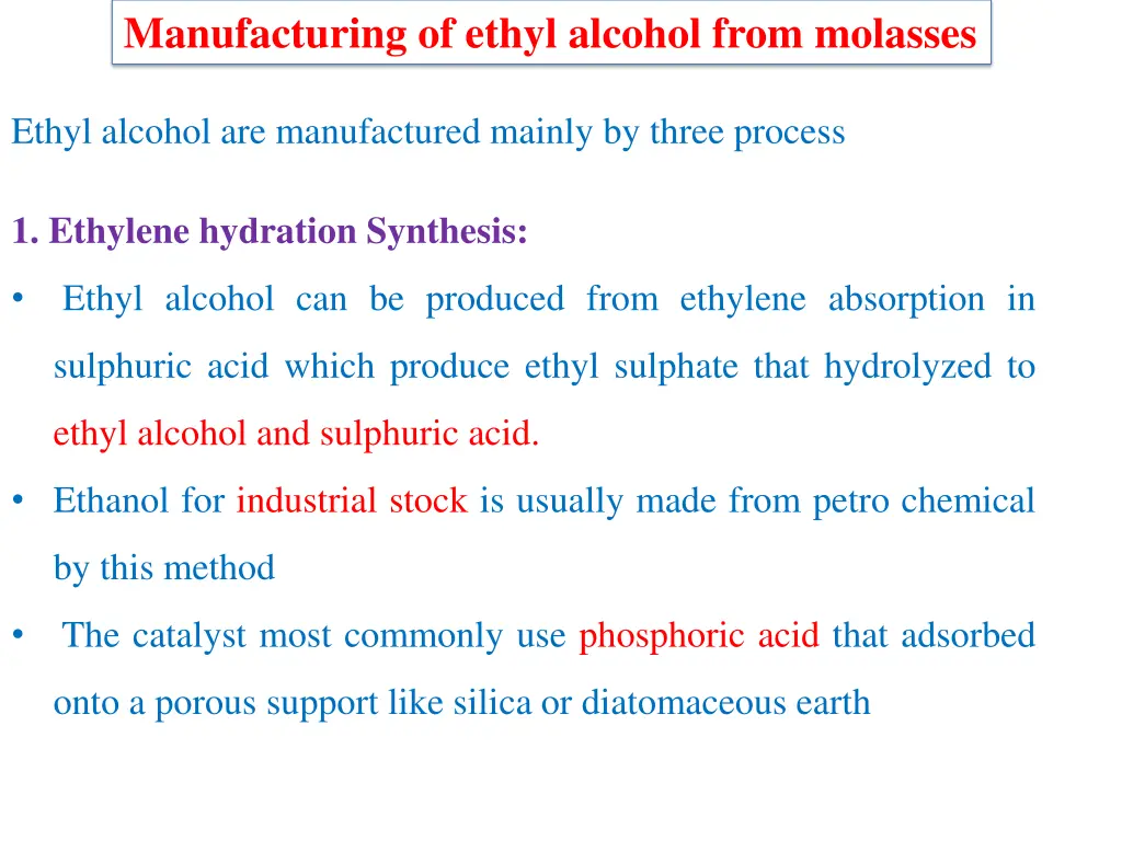 manufacturing of ethyl alcohol from molasses 1