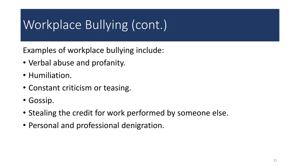 workplace bullying cont