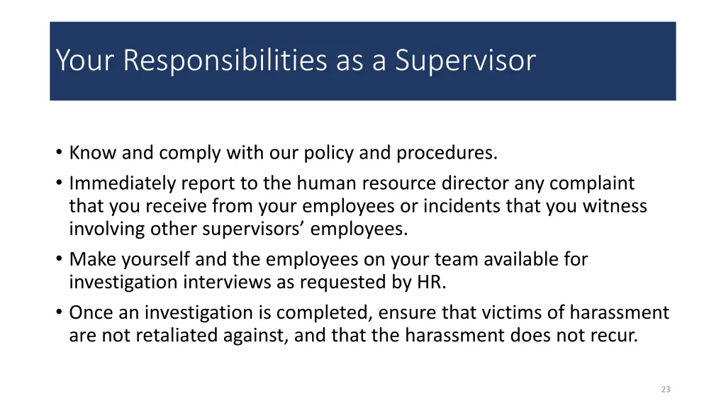 your responsibilities as a supervisor