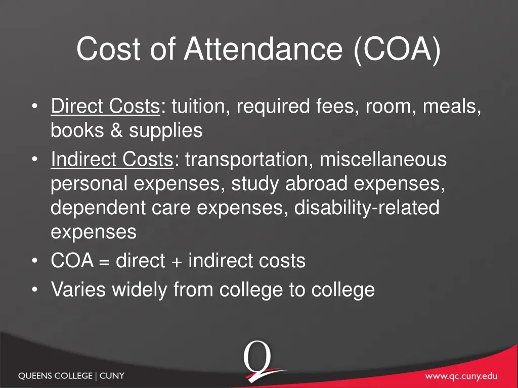 cost of attendance coa