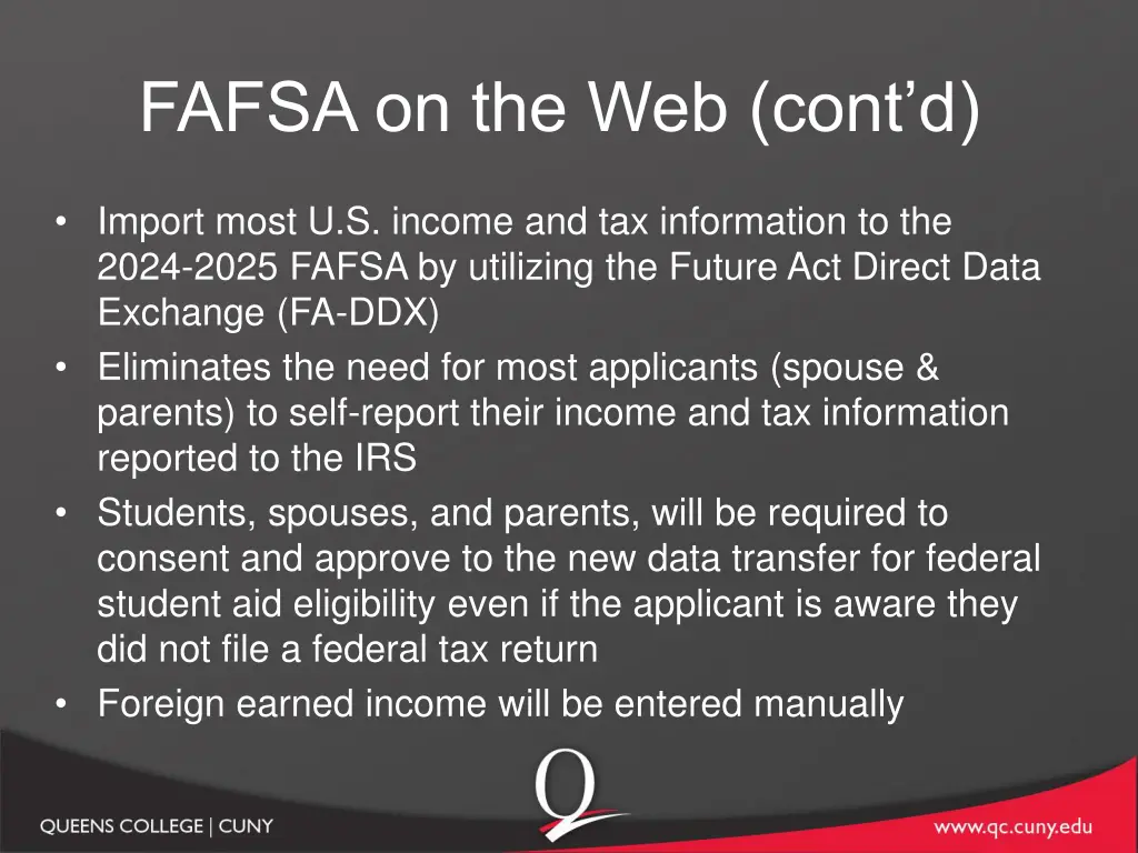 fafsa on the web cont d