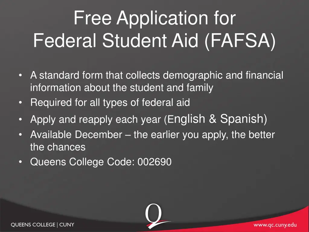 free application for federal student aid fafsa