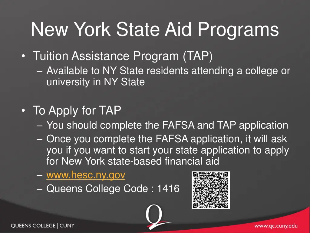 new york state aid programs