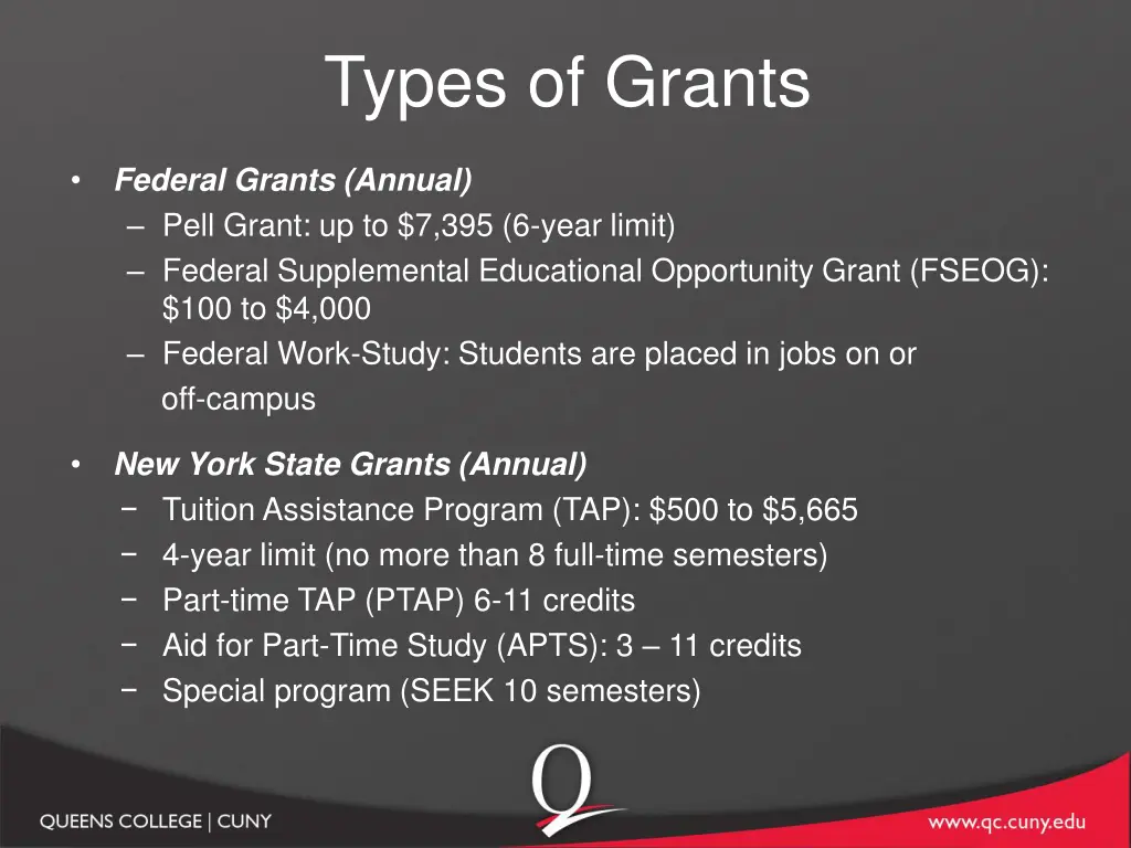 types of grants