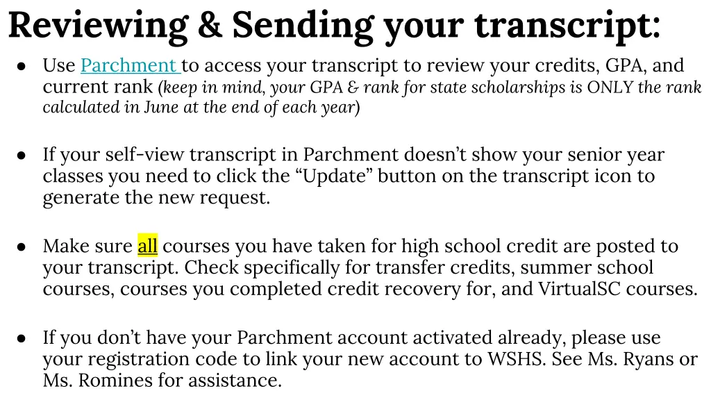 reviewing sending your transcript use parchment