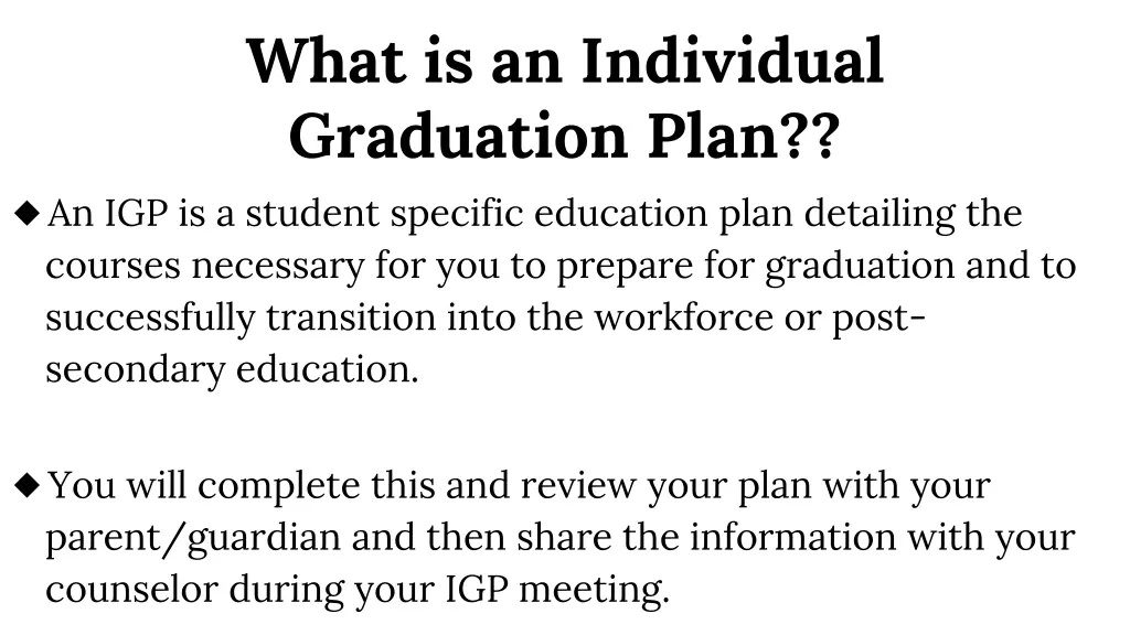 what is an individual graduation plan