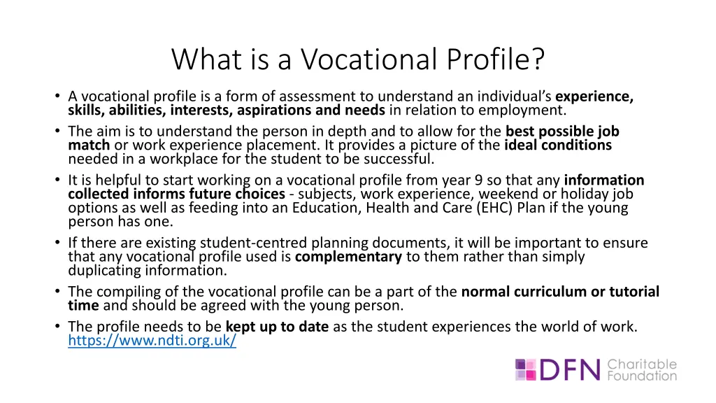 what is a vocational profile