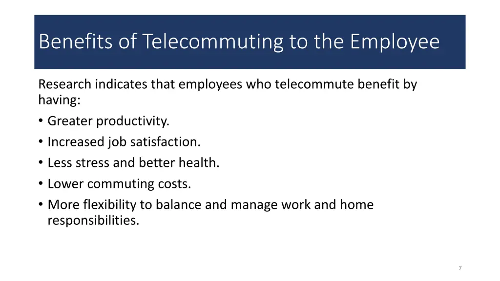 benefits of telecommuting to the employee