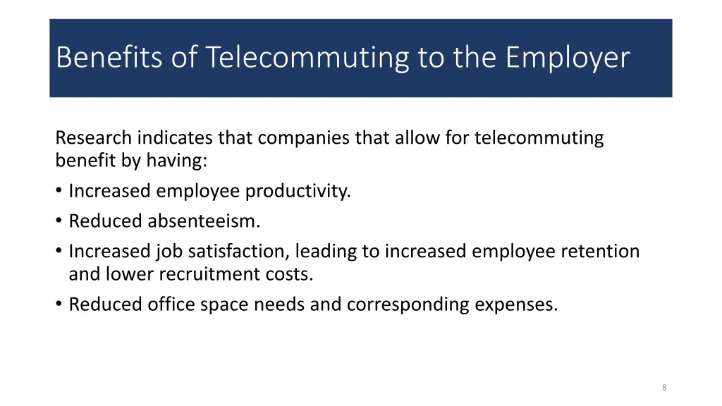 benefits of telecommuting to the employer