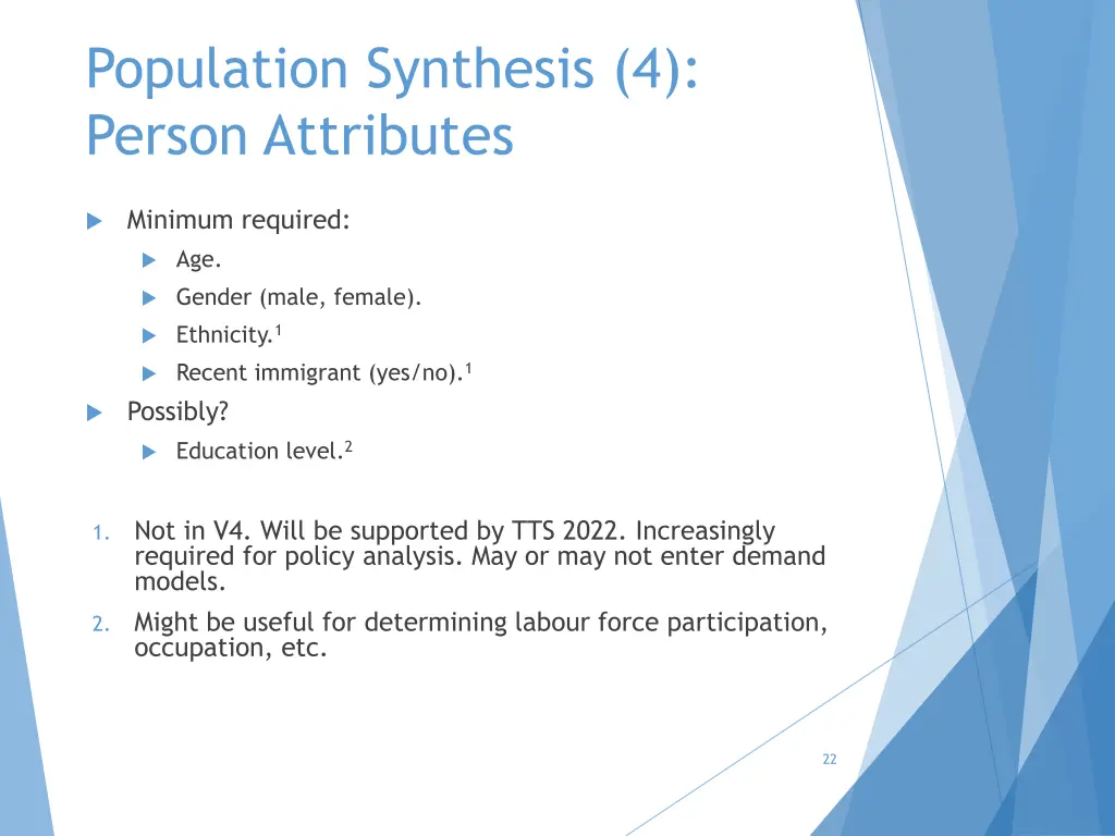 population synthesis 4 person attributes