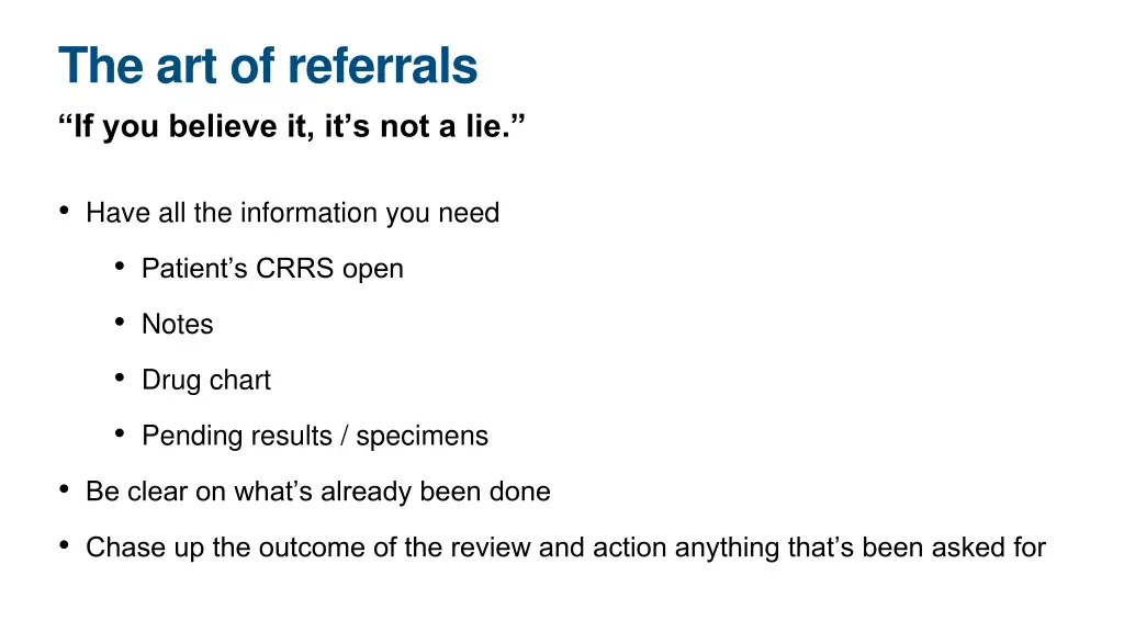 the art of referrals if you believe 1