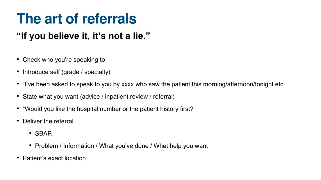 the art of referrals if you believe