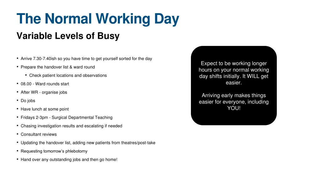 the normal working day variable levels of busy