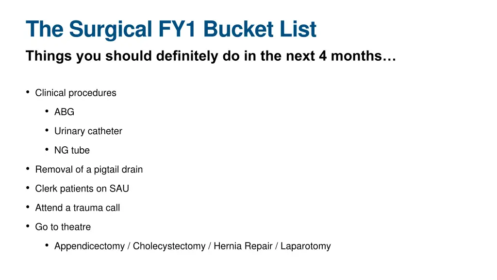 the surgical fy1 bucket list things you should