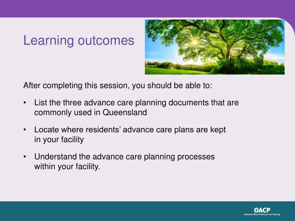 learning outcomes