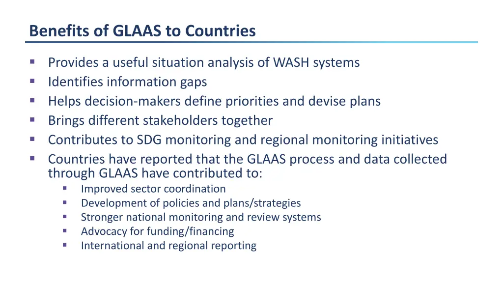 benefits of glaas to countries