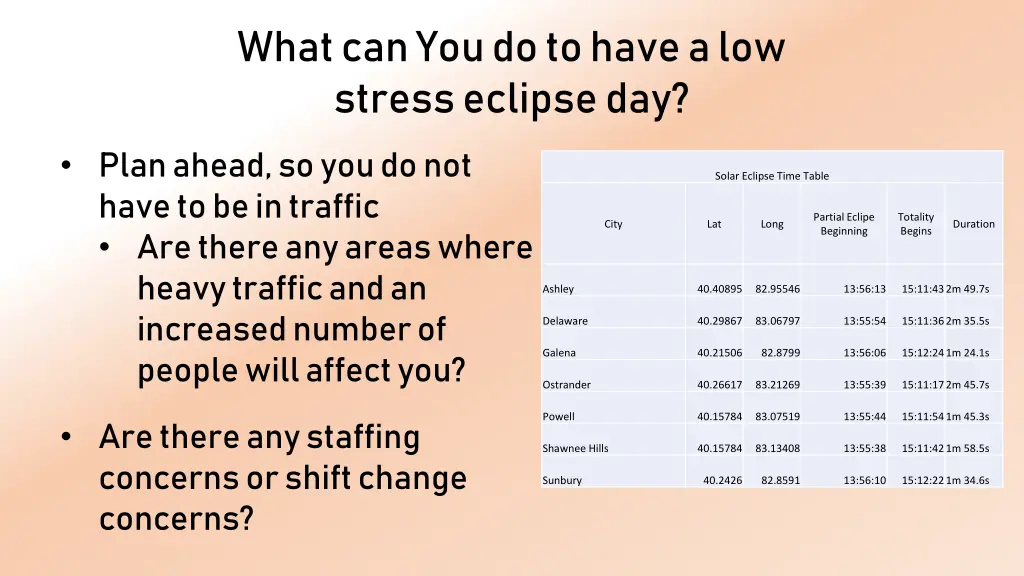 what can you do to have a low stress eclipse day