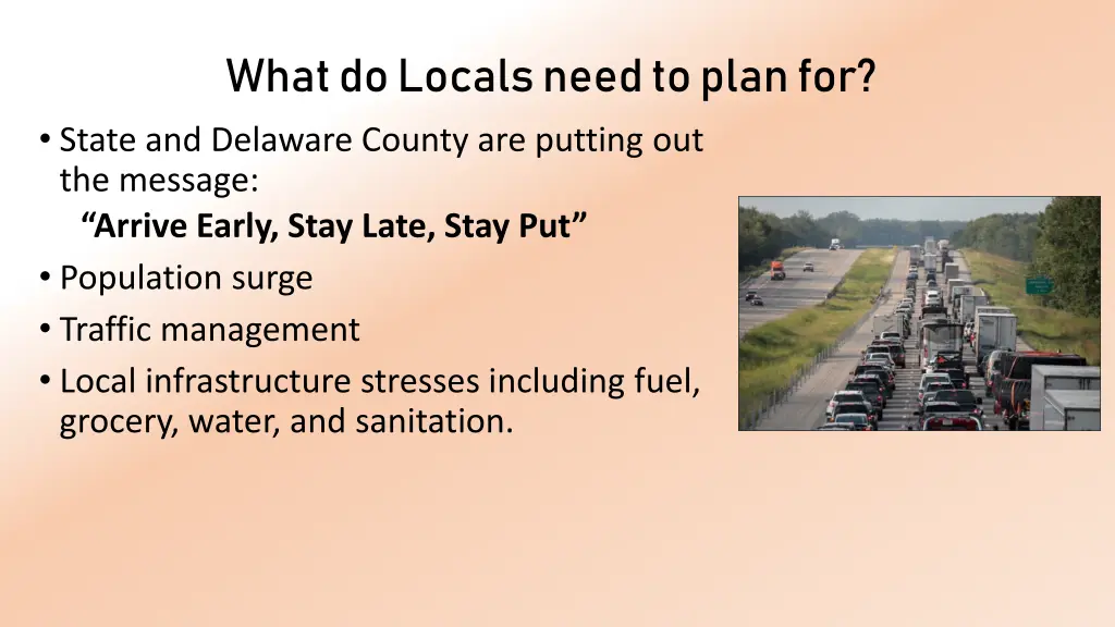 what do locals need to plan for state