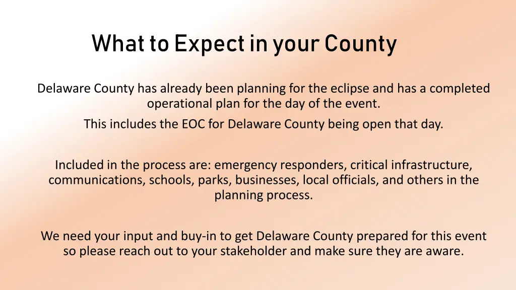 what to expect in your county