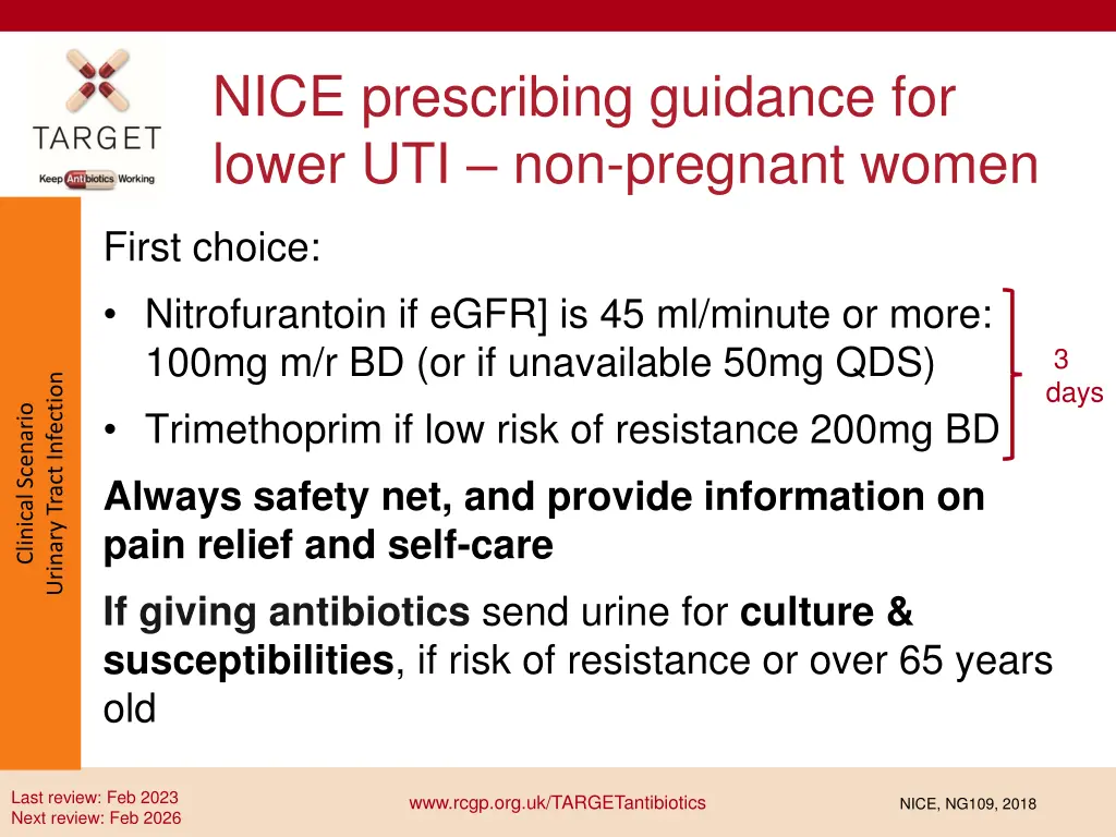 nice prescribing guidance for lower