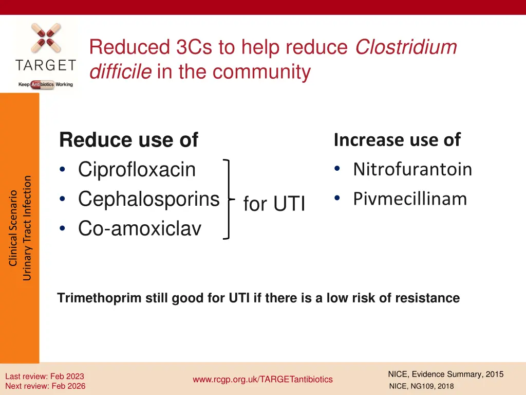 reduced 3cs to help reduce clostridium difficile