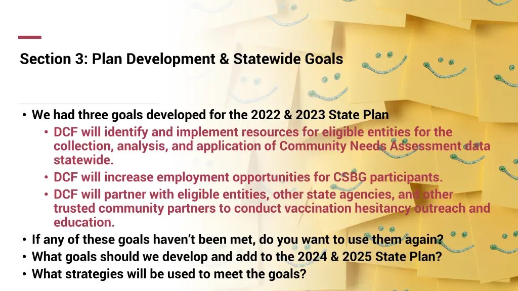 section 3 plan development statewide goals