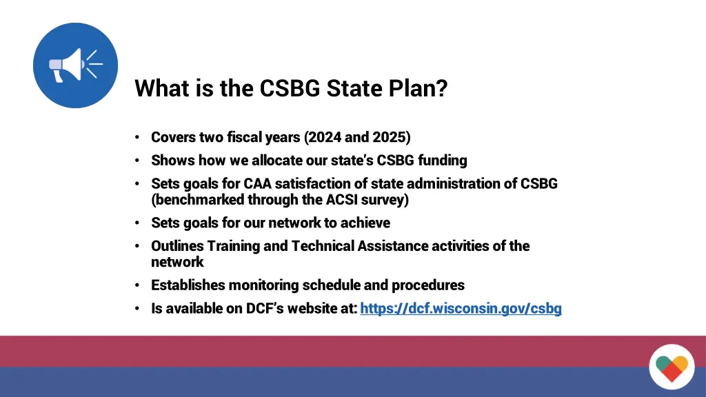 what is the csbg state plan
