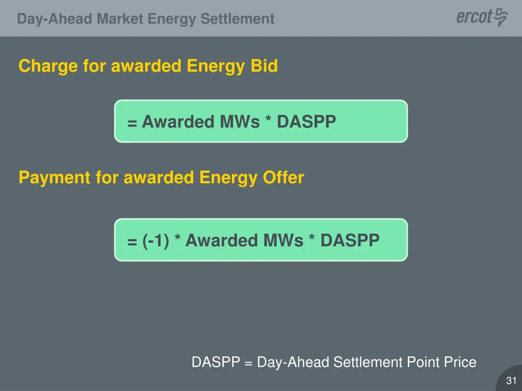 day ahead market energy settlement