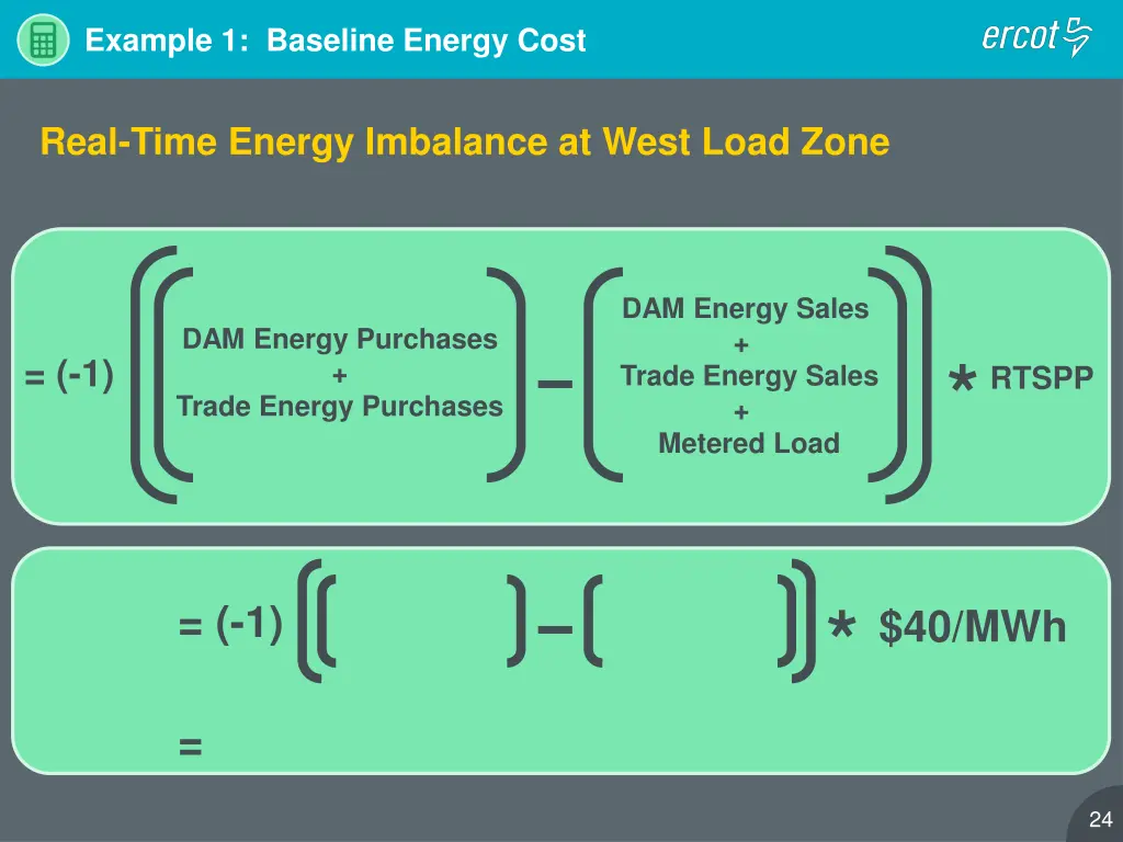 example 1 baseline energy cost