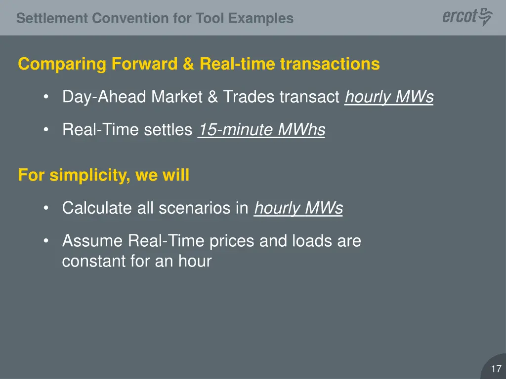 settlement convention for tool examples