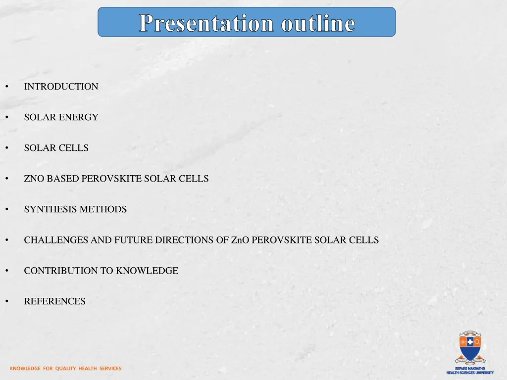 presentation outline