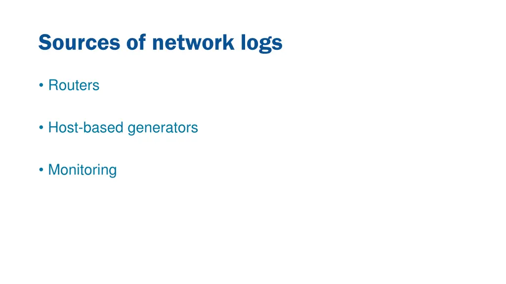 sources of network logs