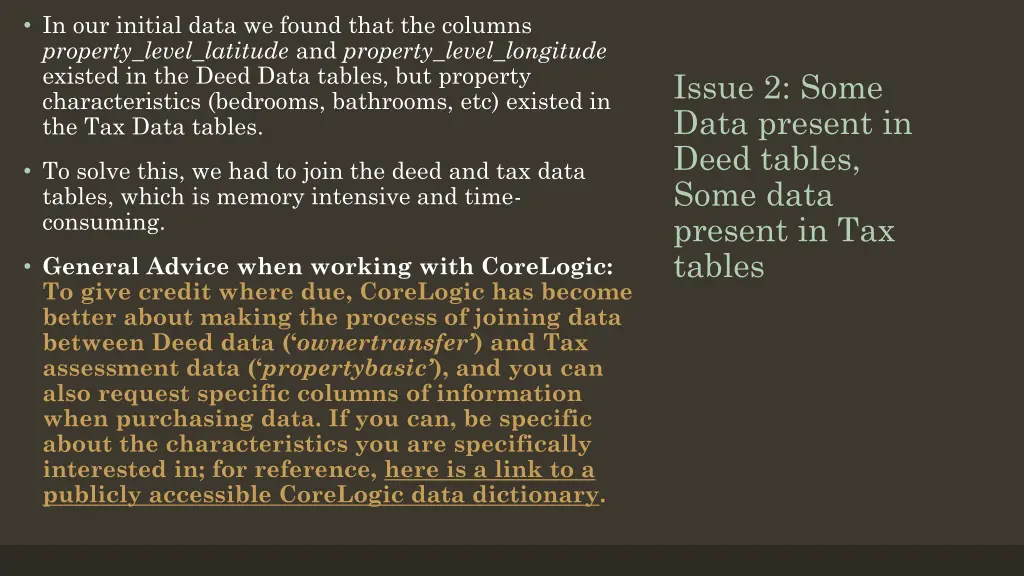 in our initial data we found that the columns