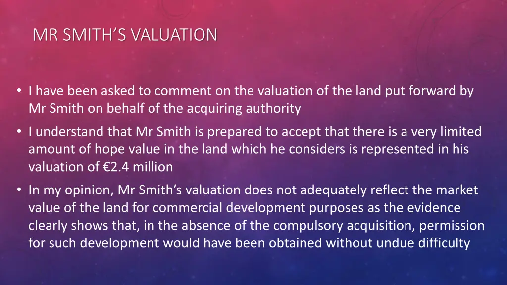 mr smith s valuation