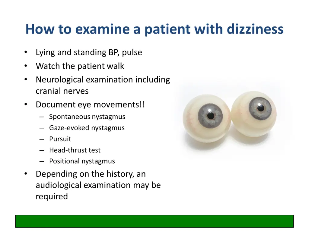 how to examine a patient with dizziness