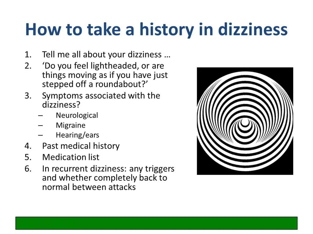 how to take a history in dizziness