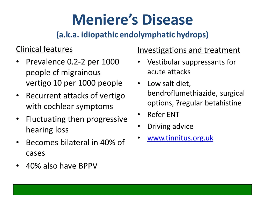 meniere s disease a k a idiopathic endolymphatic