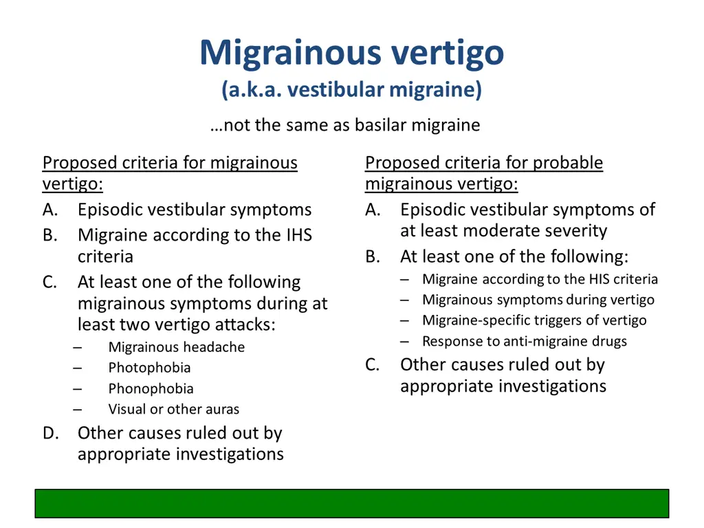 migrainous vertigo a k a vestibular migraine