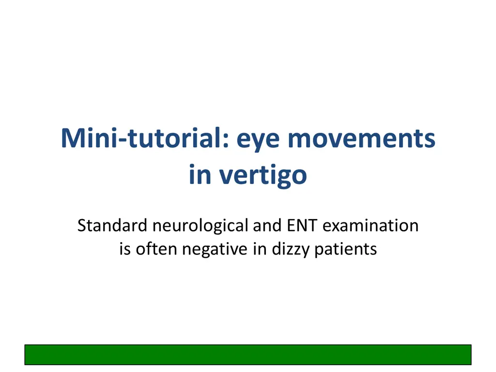 mini tutorial eye movements in vertigo