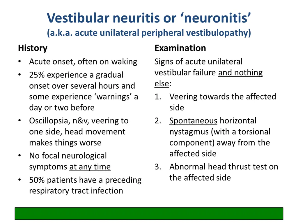 vestibular neuritis or neuronitis a k a acute